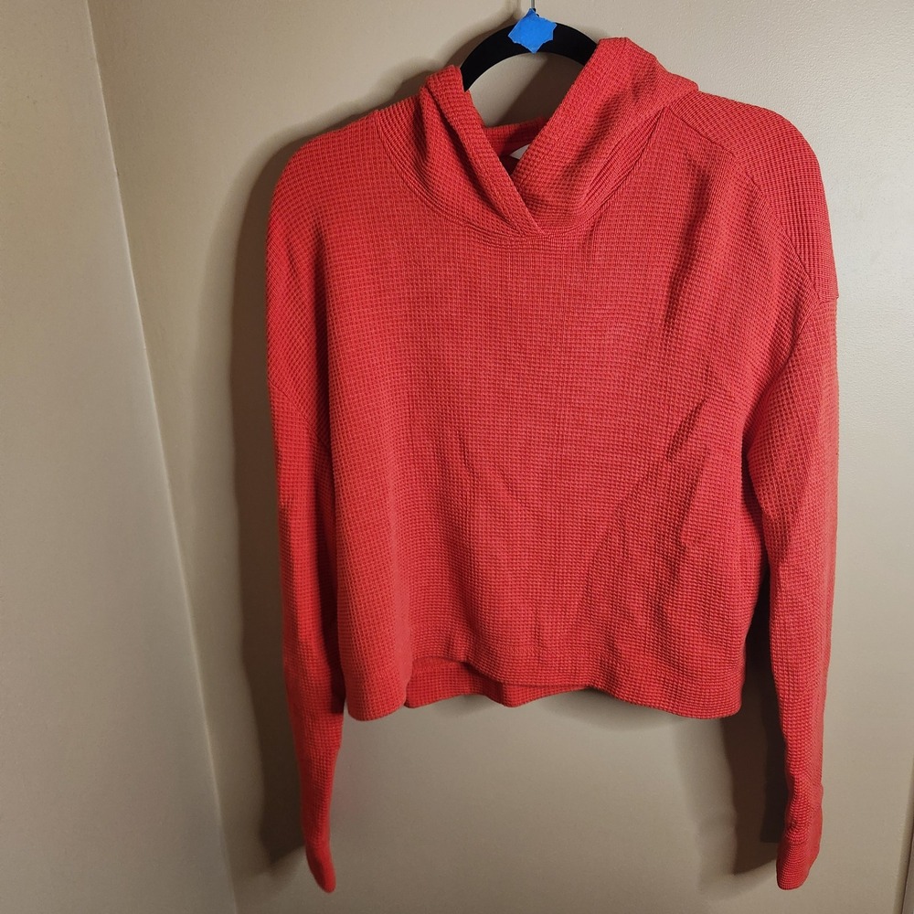 Athleta Coaster Waffle Knit Hoodie Red 476714 Size S